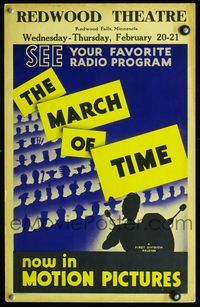 4s220 MARCH OF TIME WC '35 cool silhouette artwork, SEE your favorite radio program!