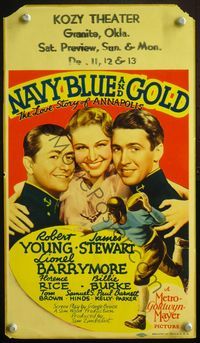 4s010 NAVY BLUE & GOLD mini WC '37 James Stewart & Robert Young are cadets at Annapolis, football!