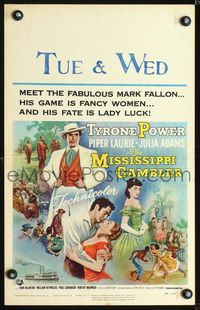4s232 MISSISSIPPI GAMBLER WC '53 Tyrone Power's game is fancy women like Piper Laurie!