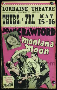 4s235 MONTANA MOON WC '30 art and photo of young Joan Crawford with western bandit!