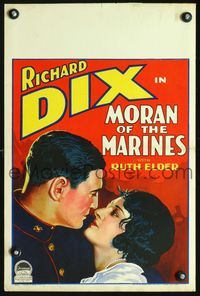 4s238 MORAN OF THE MARINES WC '28 romantic art of soldier Richard Dix about to kiss Ruth Elder!