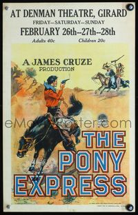 4s275 PONY EXPRESS WC '25 cool stone litho of Ricardo Cortez on horse chased by Indians!