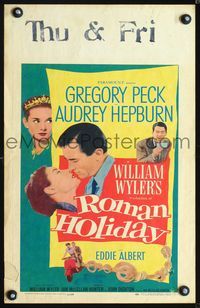 4s299 ROMAN HOLIDAY WC '53 Audrey Hepburn & Gregory Peck about to kiss and riding on Vespa!