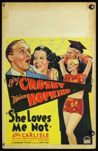 4s315 SHE LOVES ME NOT WC '34 art of sexiest Miriam Hopkins, Bing Crosby & Kitty Carlisle!