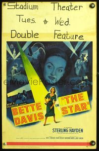 4s335 STAR WC '53 great artwork of Hollywood actress Bette Davis in the spotlight holding Oscar!