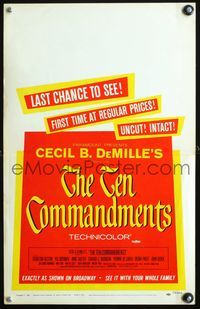 4s358 TEN COMMANDMENTS WC R60 Cecil B. DeMille, first time at regular prices, uncut & intact!
