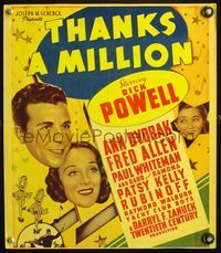 4s362 THANKS A MILLION WC '35 headshots of traveling singer Dick Powell, Ann Dvorak & Patsy Kelly!