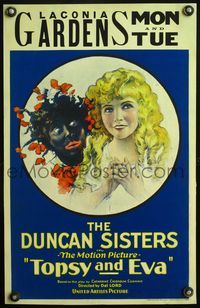 4s373 TOPSY & EVA WC '27 wonderful stone litho of the Duncan Sisters as famous Stowe characters!