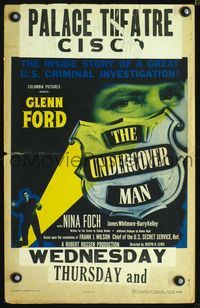 4s379 UNDERCOVER MAN WC '49 lawman's badge shines a light on Glenn Ford posing as gangster!