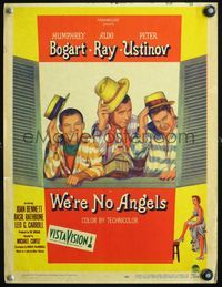 4s390 WE'RE NO ANGELS WC '55 art of Humphrey Bogart, Aldo Ray & Peter Ustinov tipping their hats!