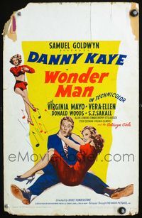 4s399 WONDER MAN WC '45 wacky Danny Kaye holds sexy Virginia Mayo + dancing Vera-Ellen!