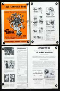 4t307 DUNWICH HORROR pressbook '70 AIP, wild horror artwork of Medusa attacking woman!