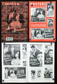 4t030 AFFAIR WITH A STRANGER pressbook '53 artwork of Jean Simmons, Victor Mature & sexy bad girl!