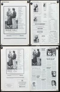4t055 ANNIE HALL pressbook '77 full-length Woody Allen & Diane Keaton, a nervous romance!