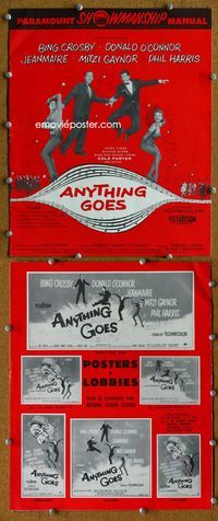 4t057 ANYTHING GOES pressbook '56 Bing Crosby, Donald O'Connor, Jeanmaire, music by Cole Porter!