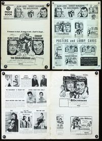 4t073 BADLANDERS pressbook '58 art of Alan Ladd, Ernest Borgnine & shackled fist holding chain!