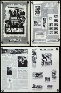 4t091 BEAST WITH FIVE FINGERS pressbook R56 Peter Lorre, cool reaching hand artwork!