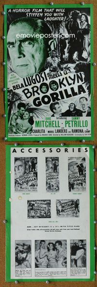 4t098 BELA LUGOSI MEETS A BROOKLYN GORILLA pressbook '52 it will stiffen you with laughter!