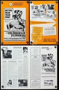 4t158 BRIDES OF FU MANCHU pressbook '66 Asian villain Christopher Lee, Better dead than wed!