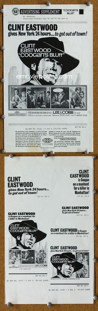 4t238 COOGAN'S BLUFF pressbook '68 art of Clint Eastwood in New York City, directed by Don Siegel!