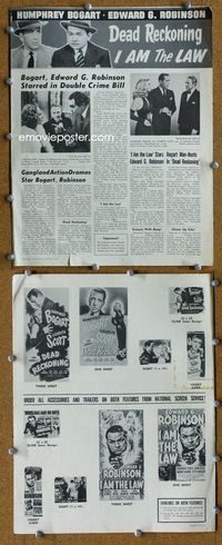 4t269 DEAD RECKONING/I AM THE LAW pressbook '55 Edward G. Robinson & Humphrey Bogart double-bill!