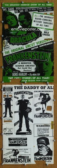 4t301 DRACULA/FRANKENSTEIN pressbook '51 Boris Karloff & Bela Lugosi classic double-bill!