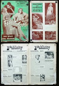 4t344 FIG LEAF FOR EVE pressbook '44 sexy exotic dancer Jan Wiley, Phil Warren!