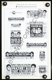 4t520 JOE FRAZIER VS MUHAMMAD ALI FIGHT PICTURES 7 ad mats '71 boxing battle of champions!