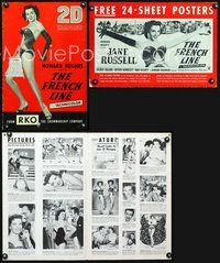 4t380 FRENCH LINE pressbook '54 Howard Hughes, sexy artwork of showgirl Jane Russell in France!