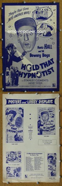 4t455 HOLD THAT HYPNOTIST pressbook '57 Huntz Hall & the Bowery Boys!