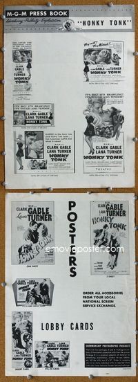 4t464 HONKY TONK pressbook R55 Clark Gable & Lana Turner, every kiss a thrill!