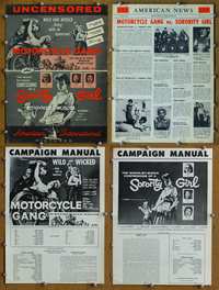 4t646 MOTORCYCLE GANG/SORORITY GIRL pressbook '57 AIP double-bill, wild & wicked!