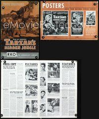 4t873 TARZAN'S HIDDEN JUNGLE pressbook '55 cool artwork of Gordon Scott as Tarzan!