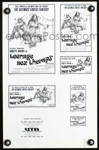 4t877 TEENAGE SEX THERAPY ad mat '76 Annette Havens, artwork of sexy teens, xxx rated!
