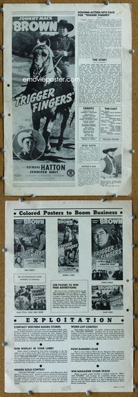 4t922 TRIGGER FINGERS pressbook '46 great full-length image of Johnny Mack Brown on horseback!