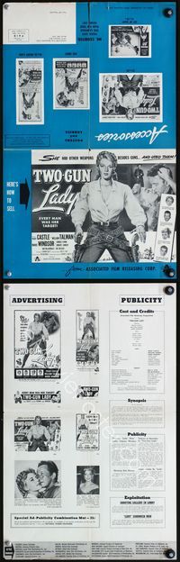 4t935 TWO-GUN LADY pressbook '55 Peggie Castle had other weapons besides guns, and she used them!