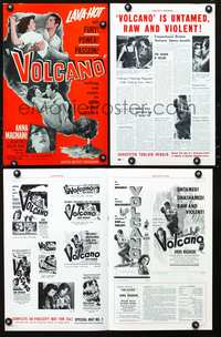 4t954 VOLCANO pressbook 1953 art of lava-hot lovers Anna Magnani & Rossano Brazzi!