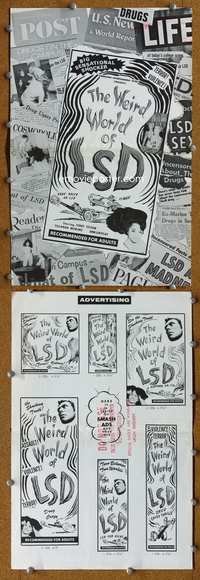 4t964 WEIRD WORLD OF LSD pressbook '67 Robert Ground, big sensational shocker, drugs!