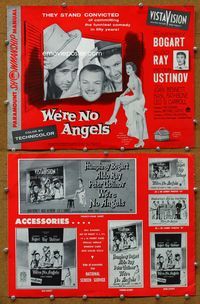 4t966 WE'RE NO ANGELS pressbook '55 Humphrey Bogart, Aldo Ray & Peter Ustinov tipping their hats!