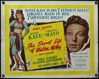 4v854 SECRET LIFE OF WALTER MITTY English 1/2sh '47 Danny Kaye & sexy harem girl Virginia Mayo!