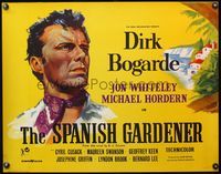 4v884 SPANISH GARDENER English 1/2sh '56 cool close-up artwork of Dirk Bogarde!