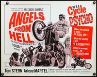 4v521 ANGELS FROM HELL 1/2sh '68 AIP, image of motorcycle-psycho biker, he's a cycle psycho!