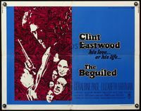 4v549 BEGUILED 1/2sh '71 cool psychedelic art of Clint Eastwood & Geraldine Page, Don Siegel