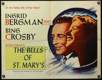 4v552 BELLS OF ST. MARY'S 1/2sh R57 wonderful artwork of smiling Ingrid Bergman & Bing Crosby!