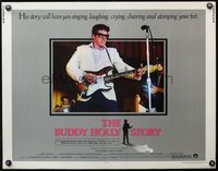 4v576 BUDDY HOLLY STORY 1/2sh '78 great image of Gary Busey performing on stage with guitar!