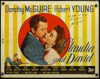 4v596 CLAUDIA & DAVID signed 1/2sh '48 by Robert Young, who is in romantic c/u with Dorothy McGuire!