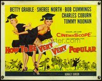 4v708 HOW TO BE VERY, VERY POPULAR 1/2sh '55 art of sexy students Betty Grable & Sheree North!
