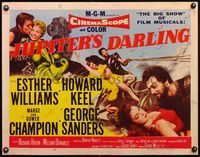 4v739 JUPITER'S DARLING style B 1/2sh '55 art of sexy Esther Williams & Howard Keel on chariot!