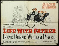 4v760 LIFE WITH FATHER style B 1/2sh '47 art of William Powell & Irene Dunne w/family in carriage!