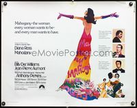 4v768 MAHOGANY 1/2sh '75 cool art of Diana Ross, Billy Dee Williams, Anthony Perkins, Aumont